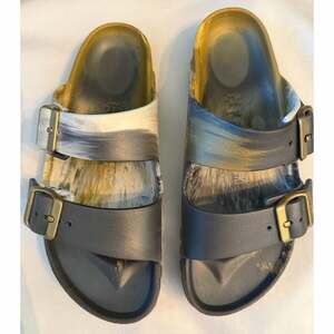 Birkenstock Arizona Essentials EVA Metallic Marbled Swirl Slide Sandals